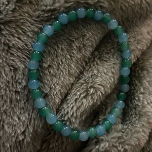 Hand made Elegant blue and green Beaded Bracelet for Men
